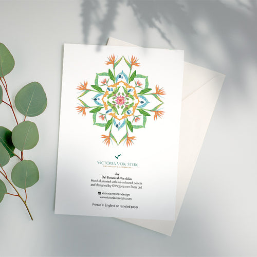 Botanical Mandala A6 Greeting Card - Joy - Bali - Victoria von Stein Design