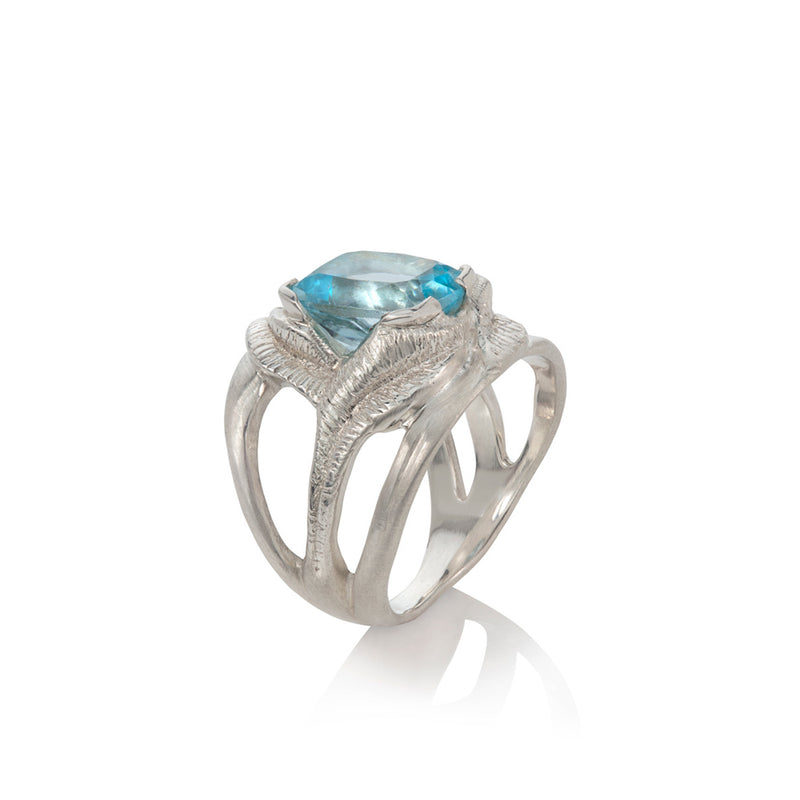 CAHYA Handcarved Botanical Cocktail Ring with Gemstone - Victoria von Stein Design