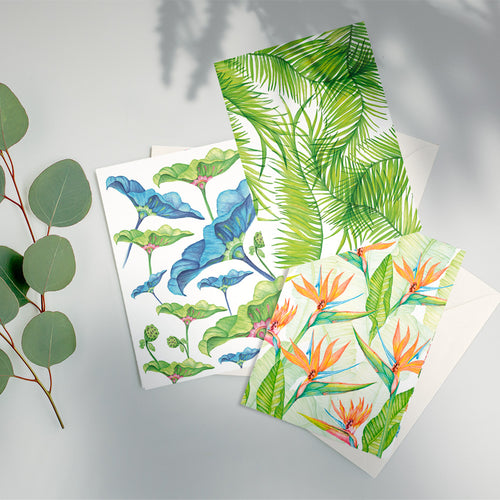 Exotic Botanical Leaves Greeting Cards - Bali - Pack of 6 - Victoria von Stein Design