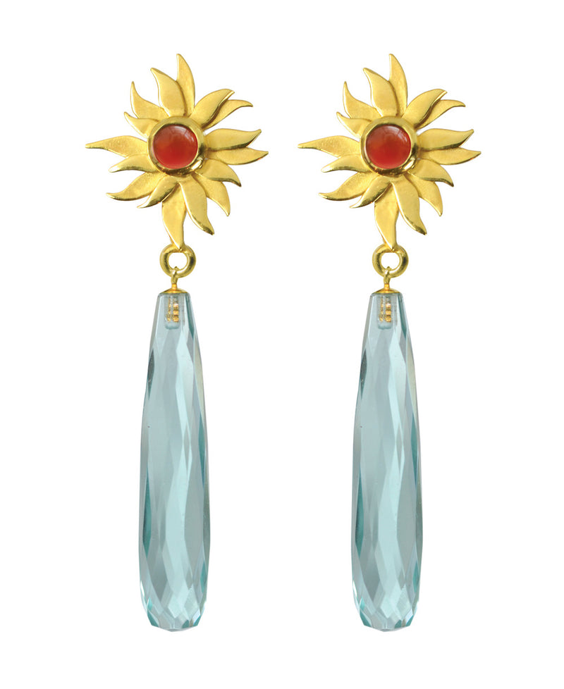 Abahti Sun Drop Earrings with Peridot and Blue Quartz - Victoria von Stein Design