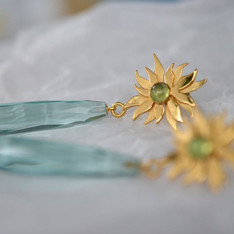 Abahti Sun Drop Earrings with Peridot and Blue Quartz - Victoria von Stein Ltd