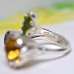 LILY Handcarved Waterlilies Cocktail Ring Trio with Amethyst, Citrine and Peridot - ONE-OFF - Victoria von Stein Design