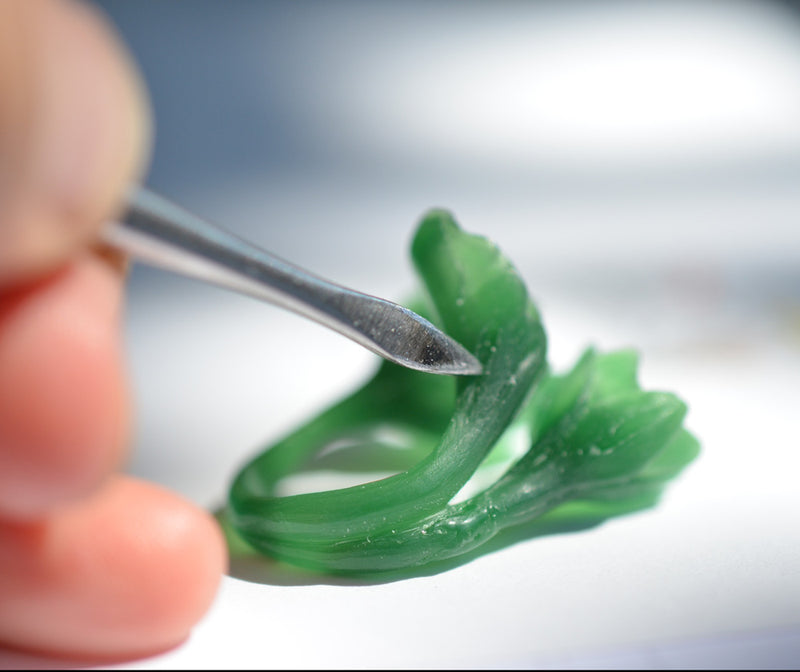 Victoria-von-Stein-LILY-trio-handcarved-botanical-cocktail-ring-trio-wax2