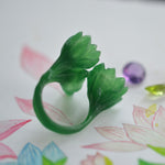 Victoria-von-Stein-LILY-handcarved-botanical-cocktail-ring-trio-wax