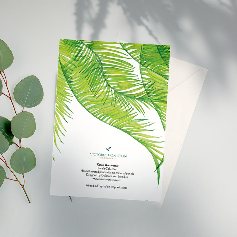 Victoria-von-Stein-Palm Leaves A6 Greeting-Cards back-Kerala