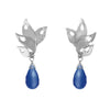 Alappuzha Tropical Leaf Earrings with Blue Stone - Silver - Victoria von Stein