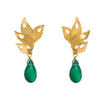 Alappuzha Tropical Leaf Drop Earrings with Green Onyx - Victoria von Stein