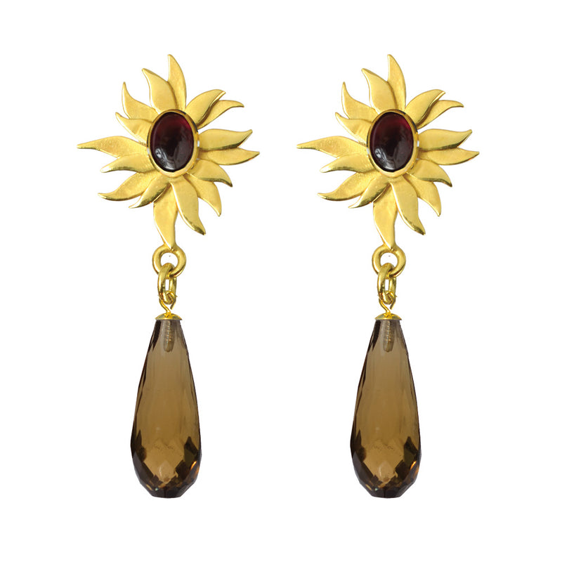 Abahti Sun Drop Earrings with Smokey Quartz - Victoria von Stein